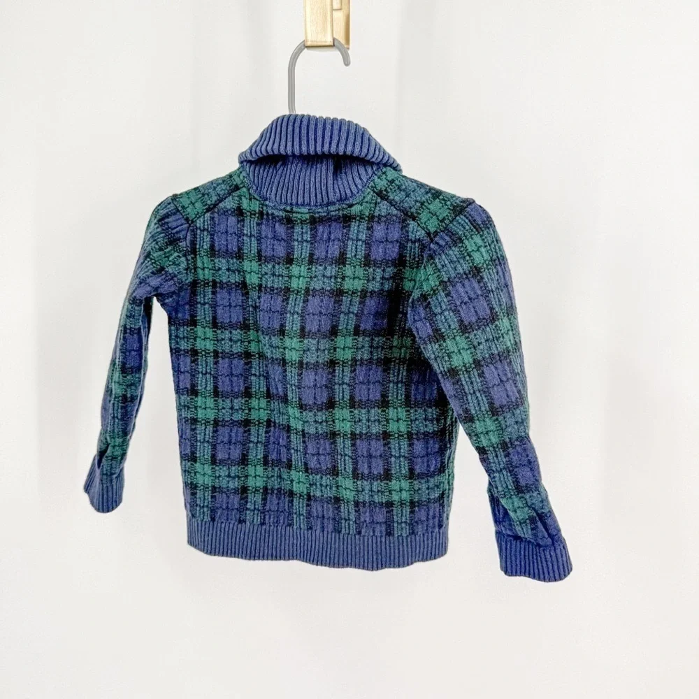 Janie and Jack Plaid Crest patch cardigan and pants